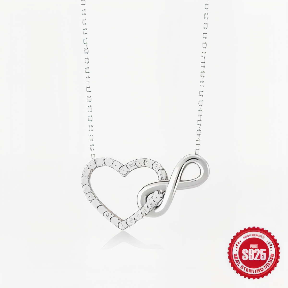 925 Zirconia Sterling Silver Infinity Heart Necklace