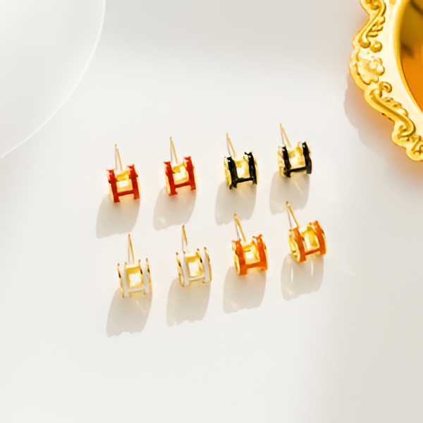 Gold Tone H Jewelry Set for Women | Colorful Enamel