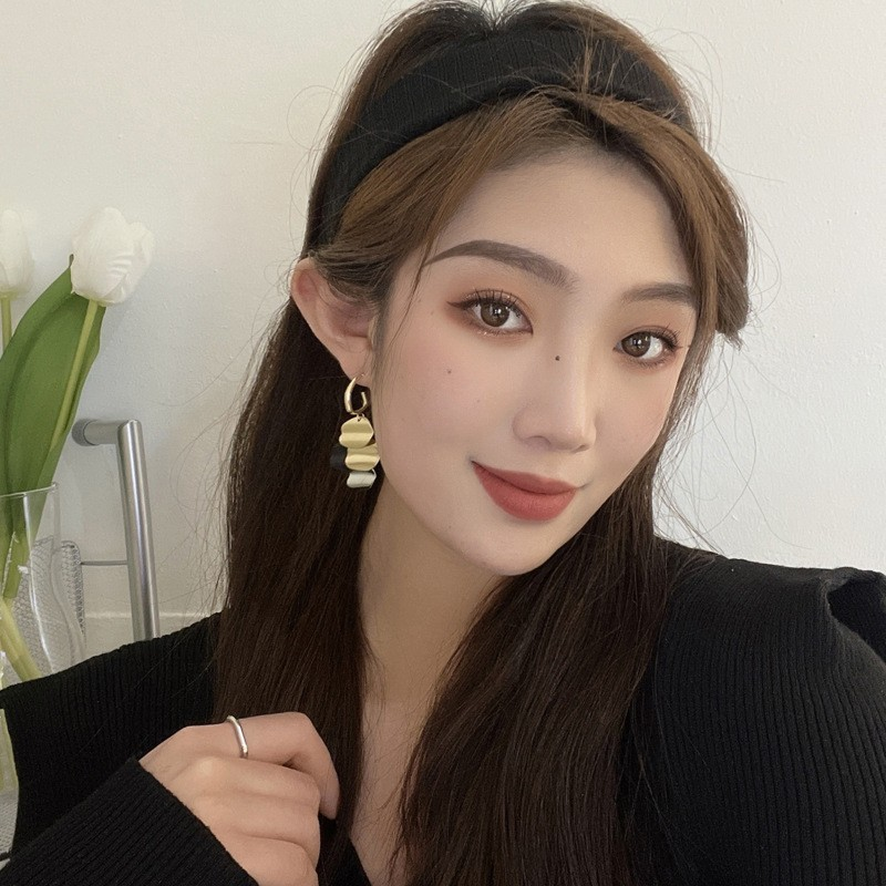 Artistic Round Color Block Drop Earrings