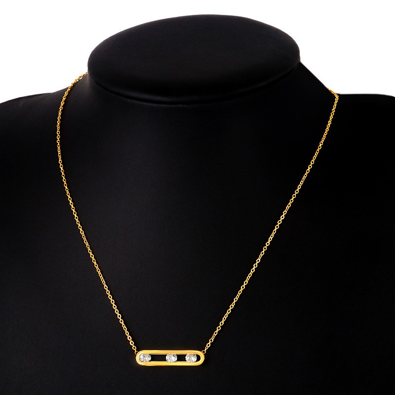 18K Gold Plated Titanium Steel with Zircon Necklace & Bracelet Set