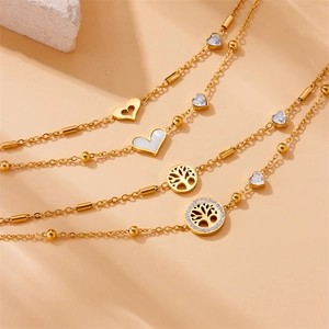 Double Layer Heart Gold Anklet for Women