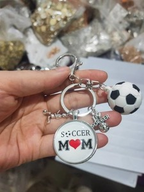 Soccer Mom Ball Player USA Italy Flag Keyring Gift