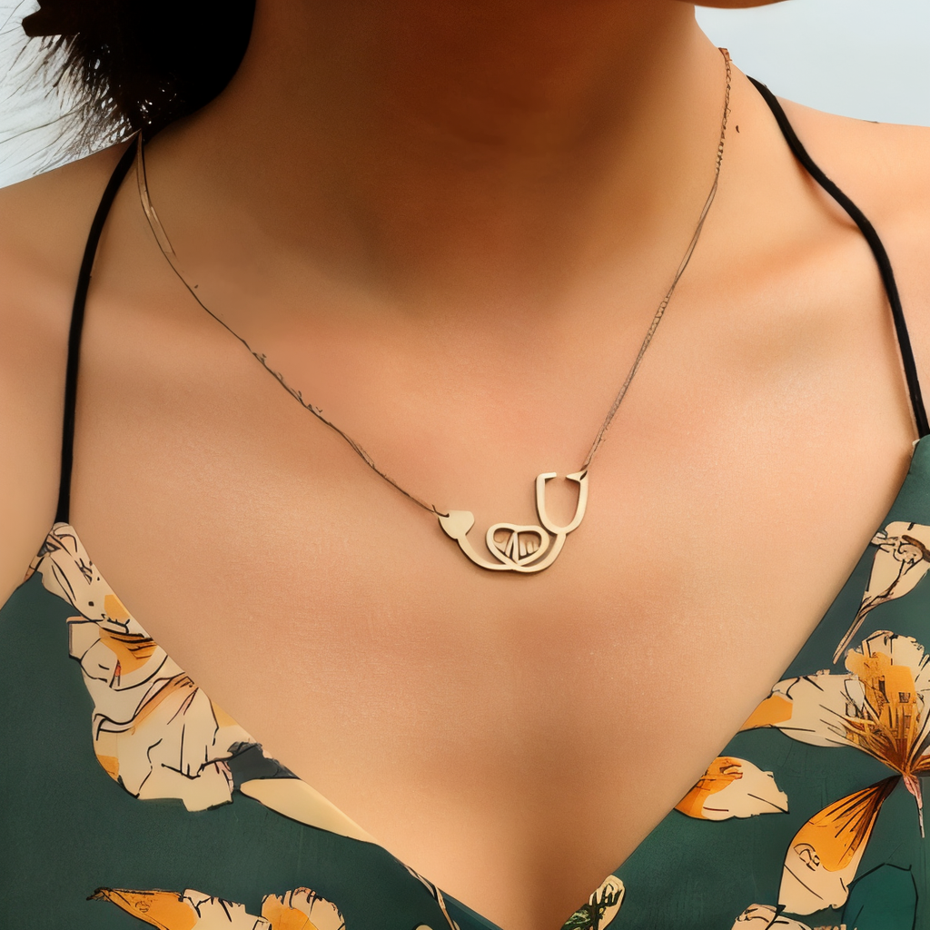 Medical Stethoscope Heart Necklace Gift