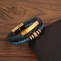 Men’s Stainless Steel Leather Magnetic Bracelet
