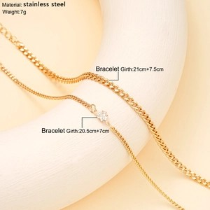2Pcs Heart Zircon Anklets Set for Women