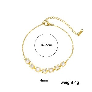 Fashion Square Cat Eye Zircon Bracelet | Summer Niche Jewelry for Women