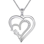 White Gold-Plated Double Heart Zirconia Pendant Gift for Mom