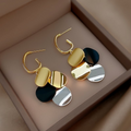 Artistic Round Color Block Drop Earrings