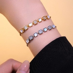 Fashion Square Cat Eye Zircon Bracelet | Summer Niche Jewelry for Women