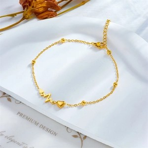 Minimalist Gold-Plated Heartbeat EKG Anklet
