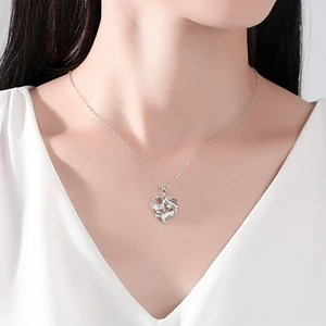 Sterling Silver Mother & Child Heart Pendant Cubic