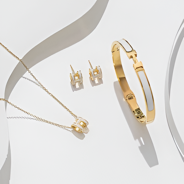 Gold Tone H Jewelry Set for Women | Colorful Enamel