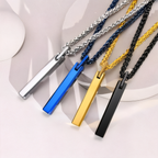 Minimalist Vertical Men’s Tungsten Steel Pendant Necklace