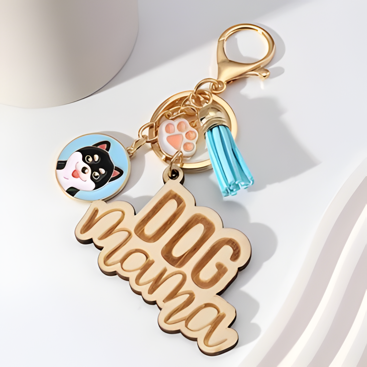Dog Mama Charm & Tassel Keychain Gift for Pet Lovers