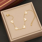 Mother of Pearl Gold Heart Pendant Necklace & Bracelet Set