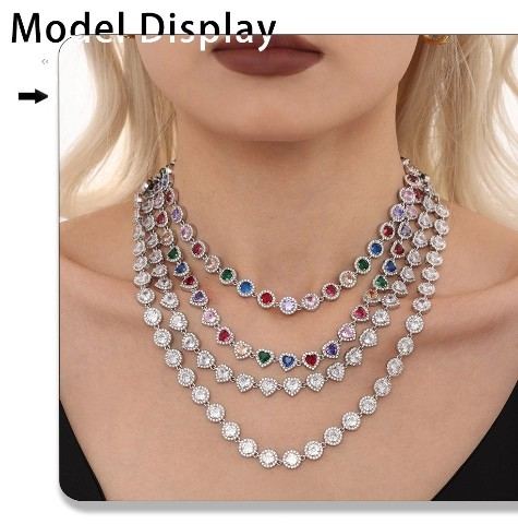 18K Gold Plated Luxury Circle & Heart Zircon Jewelry Set