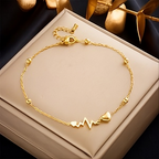 Minimalist Gold-Plated Heartbeat EKG Anklet