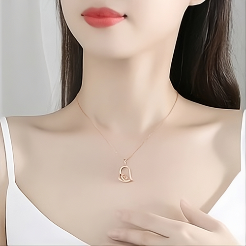 Sterling Silver Mother & Child Heart Pendant Zirconia