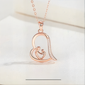 Sterling Silver Mother & Child Heart Pendant Zirconia