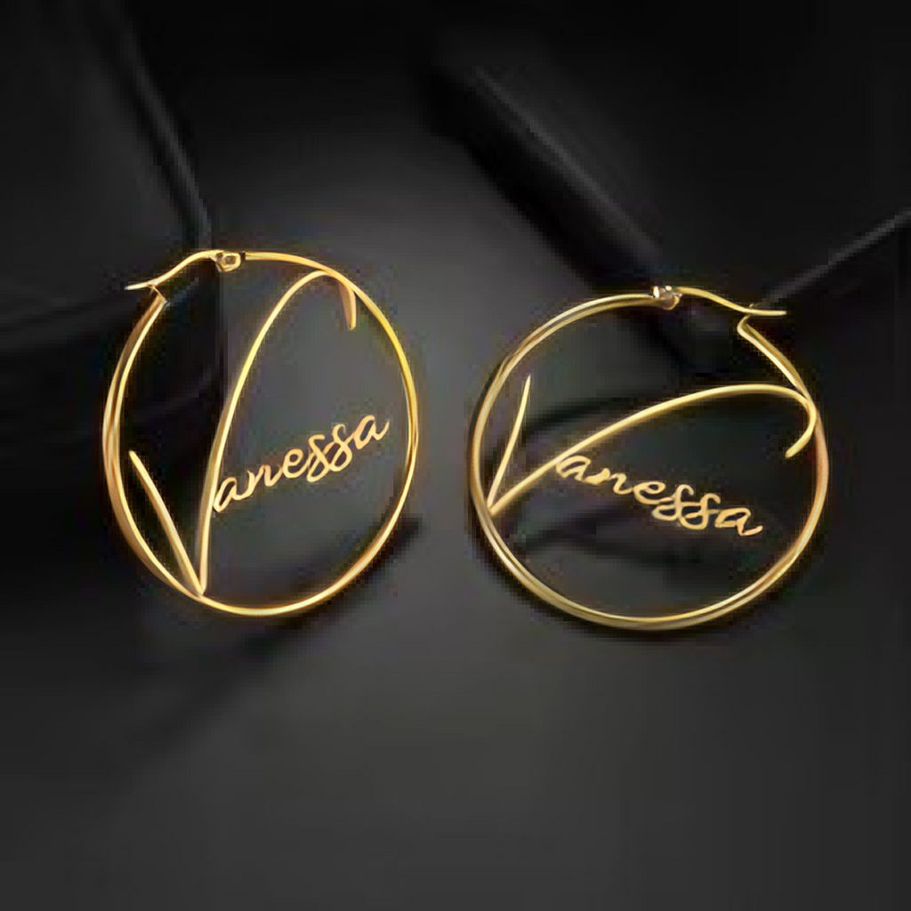 Custom Name Stainless Steel Big Hoop Earrings