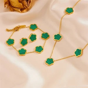 18K Gold Plated Titanium Steel Ring Bracelet & Necklace