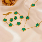 18K Gold Plated Titanium Steel Ring Bracelet & Necklace