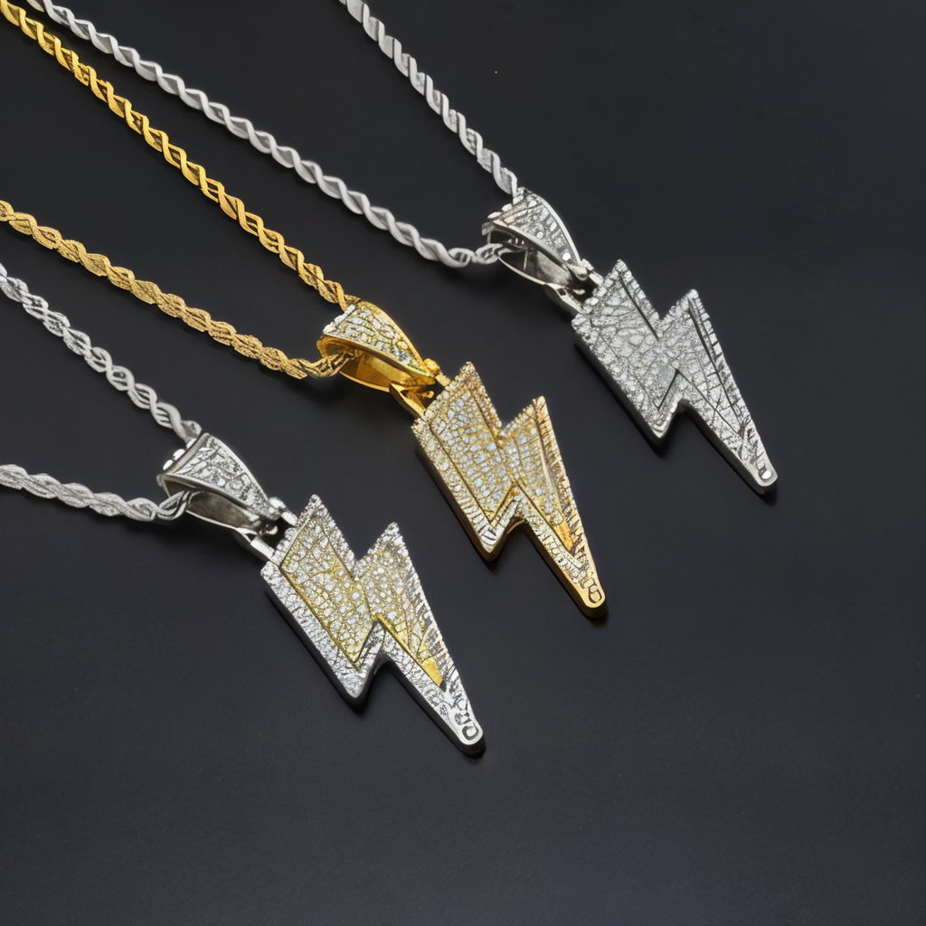 Hip Hop Lightning Bolt Rhinestone Chain