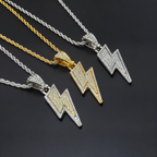 Hip Hop Lightning Bolt Rhinestone Chain
