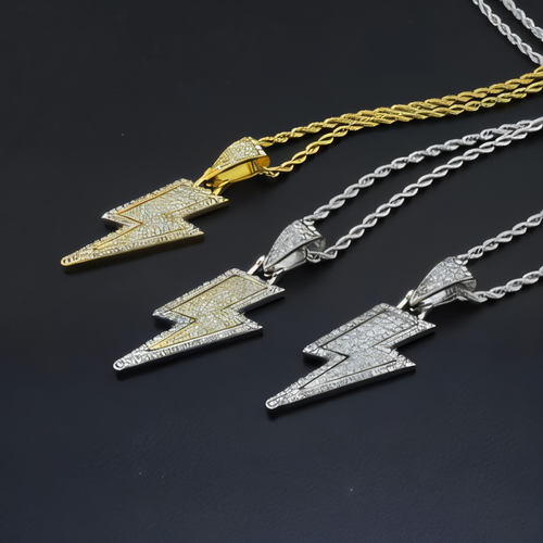 Lightning Bolt Rhinestone Hip Hop Iced Out Chain