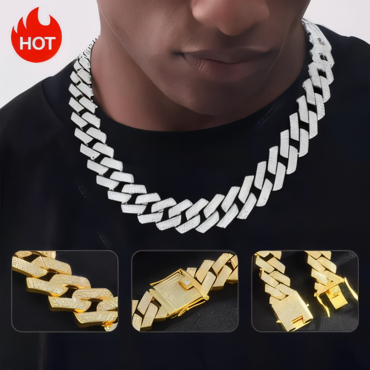 Luxury 3 Row Rhinestone Cuban Link Chain | Iced Out Zirconia Hip Hop Necklace for Men & Women