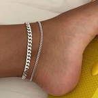 2Pcs Heart Zircon Anklets Set for Women