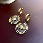 Gold Medusa Round Hoop Earrings