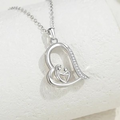 Sterling Silver Mother & Child Heart Pendant Zirconia