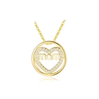 Mom Heart Gold Necklace with Cubic Zirconia