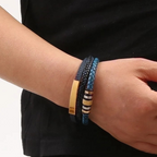 Men’s Stainless Steel Leather Magnetic Bracelet