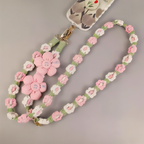 Handmade Woven Crossbody Mobile Strap with Smile Flower Charm & Metal Hook