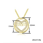 Mom Heart Gold Necklace with Cubic Zirconia