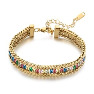 18K Gold Plated Fashion Colorful Zircon Bracelet for Women Jewelry