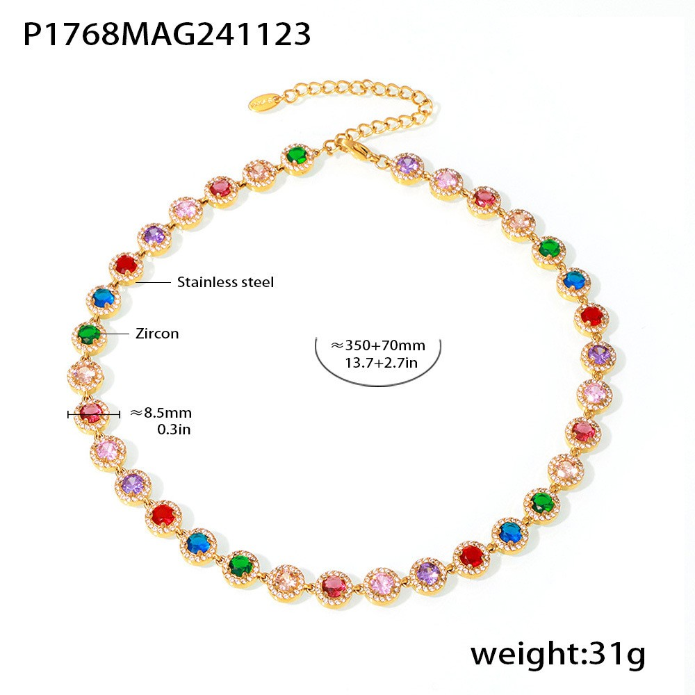 Elegant 18K Gold Plated Luxury Circle & Heart Zircon Necklace Vacation Jewelry