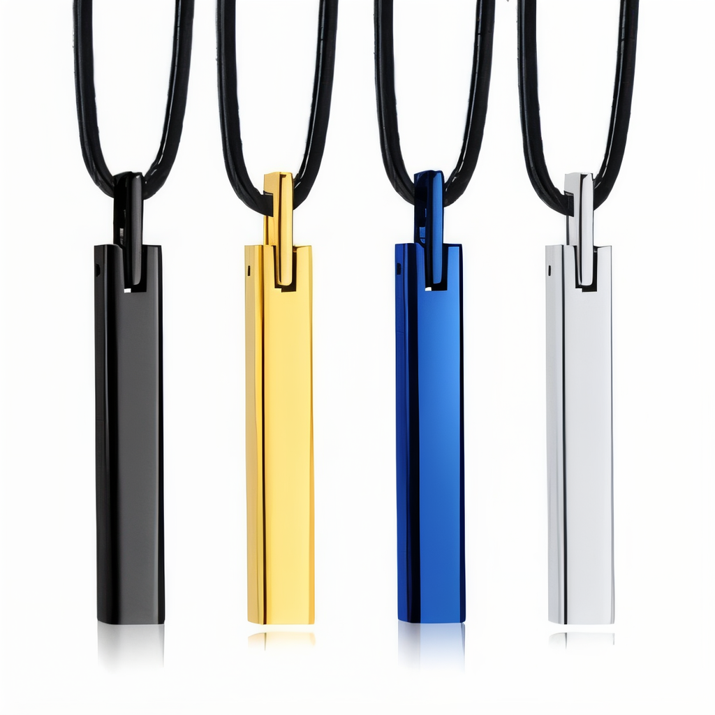 Minimalist Vertical Men’s Tungsten Steel Pendant Necklace