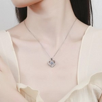 Heart Pendant Necklace Zirconia Double Layer Cross Chain