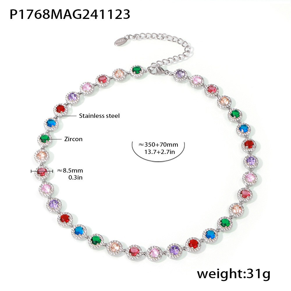 Elegant 18K Gold Plated Luxury Circle & Heart Zircon Necklace Vacation Jewelry