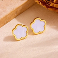 18K Gold Plated Flower Titanium Steel Earring Jewelry