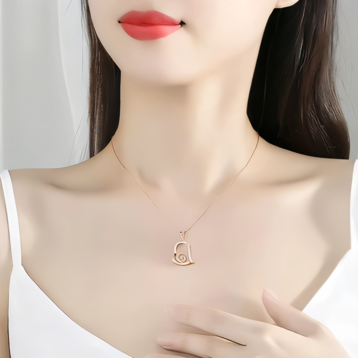 Sterling Silver Mother & Child Heart Pendant Zirconia