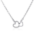 Cute Rhinestone Double Heart Necklace for Women