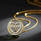 Mom Heart Gold Necklace with Cubic Zirconia