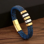 Men’s Stainless Steel Leather Magnetic Bracelet